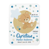 愛らしいテディベア男の赤ちゃん誕生統計 マグネット (縦)