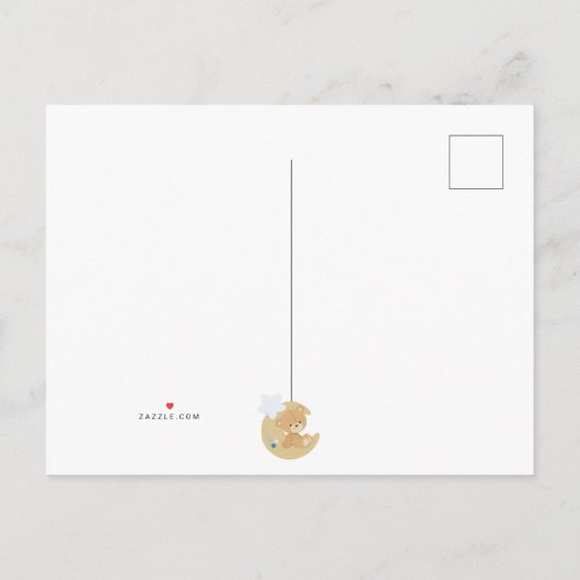 愛らしいテディベア男の赤ちゃん誕生統計 案内ポストカード (裏面)