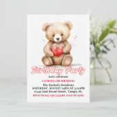 愛らしいテディベア誕生日パーティー 招待状 (スタンド正面)