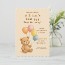 愛らしいテディベア誕生日招待状