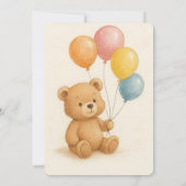 愛らしいテディベア誕生日招待状 招待状 (裏面)