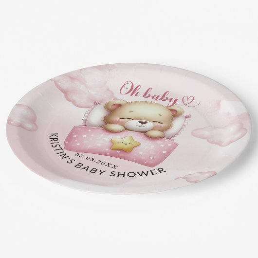 愛らしいテディベア赤ちゃんシャワー ペーパープレート (アングル)