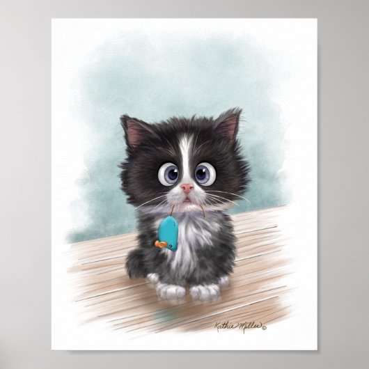 愛らしいテディベア風子猫のイラスト ポスター (正面)