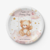 愛らしいテディベア1st誕生日 – カスタムプレート ペーパープレート (正面)