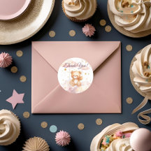 愛らしいテディベア – ありがとうステッカー