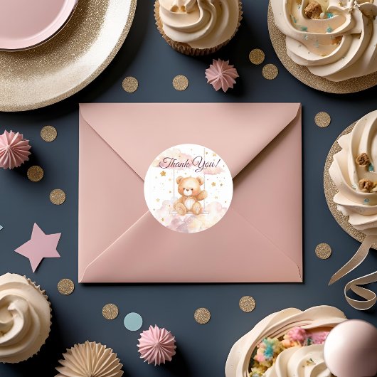 愛らしいテディベア – ありがとうステッカー ラウンドシール