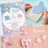 愛らしいテディベア　性別発表パーティー招待状 招待状