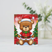愛らしいテディベアinサンタ・スーツ シーズンポストカード (スタンド正面)