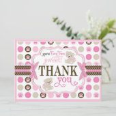 愛らしいテディー・ベアのサンキューカードのピンク サンキューカード (スタンド正面)