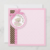 愛らしいテディー・ベアのサンキューカードのピンク サンキューカード (裏面)