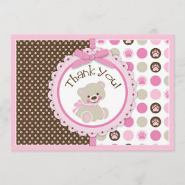 愛らしいテディー・ベアのサンキューカードのピンク サンキューカード