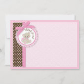 愛らしいテディー・ベアのサンキューカードのピンク サンキューカード (裏面)