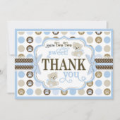 愛らしいテディー・ベアのサンキューカードの青 サンキューカード (正面)