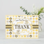 愛らしいテディー・ベアのサンキューカードの黄色 サンキューカード (スタンド正面)