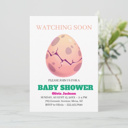 愛らしいディノエッグハッチベビーシャワー招待状 招待状 (スタンド正面)