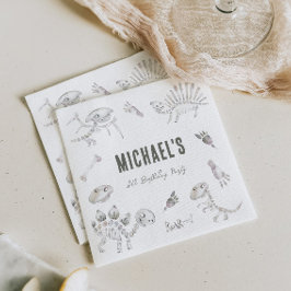 愛らしいディノディグ誕生日 スタンダードカクテルナプキン