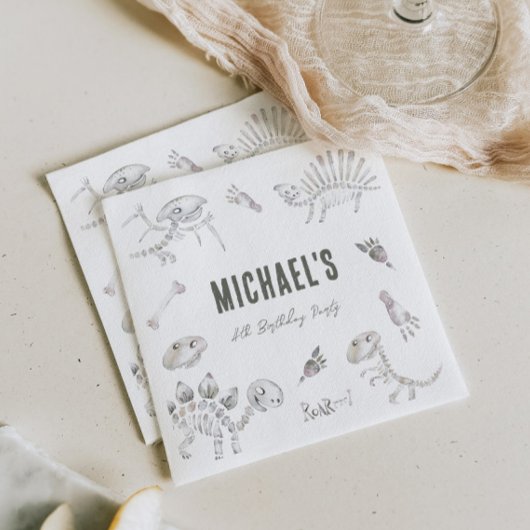 愛らしいディノディグ誕生日 スタンダードカクテルナプキン