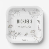 愛らしいディノディグ誕生日 ペーパープレート (正面)