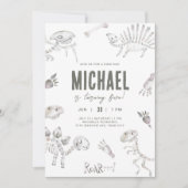 愛らしいディノディグ誕生日 招待状 (正面)