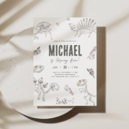 愛らしいディノディグ誕生日 招待状