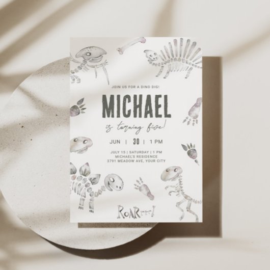 愛らしいディノディグ誕生日 招待状