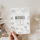 愛らしいディノディグ誕生日 招待状