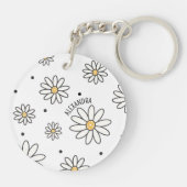 愛らしいデイジーとドットパーソナライズされた名 キーホルダー (裏面)