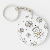 愛らしいデイジーとドットパーソナライズされた名 キーホルダー (正面)