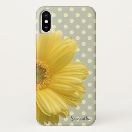 愛らしいデイジー、花、ドット模様 - 名入れ Case-Mate iPhoneケース (裏面)