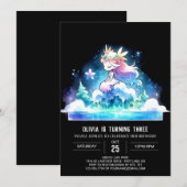 愛らしいデジタルプリンセス誕生日 招待状 (正面/裏面)