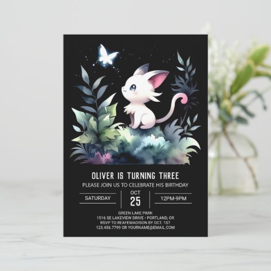 愛らしいデジタル猫誕生日 招待状 (スタンド正面)