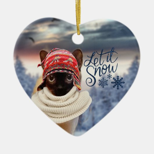 愛らしいトキネネコ猫サンタクリスマスオーナメント セラミックオーナメント (正面)