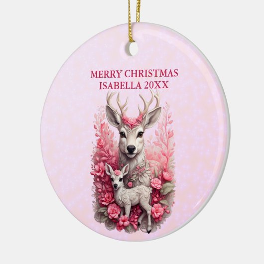 愛らしいトナカイのカスタマイズ可能なクリスマスオーナメント セラミックオーナメント (左)