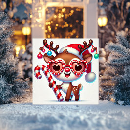 愛らしいトナカイのキャンディーケーン シーズンカード