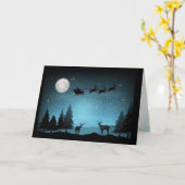 愛らしいトナカイの夜 カード (黄色い花)