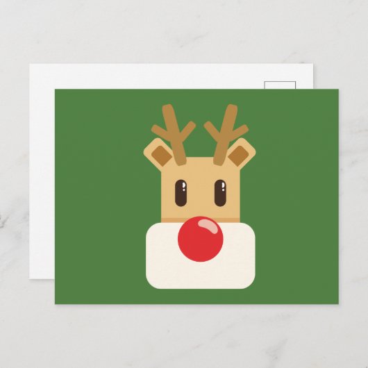 愛らしいトナカイの漫画のクリスマス ポストカード (正面/裏面)