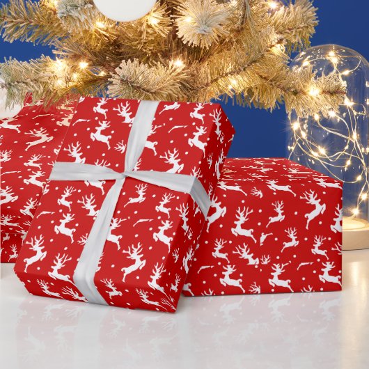 愛らしいトナカイの赤い包装紙 ラッピングペーパー (クリスマス)