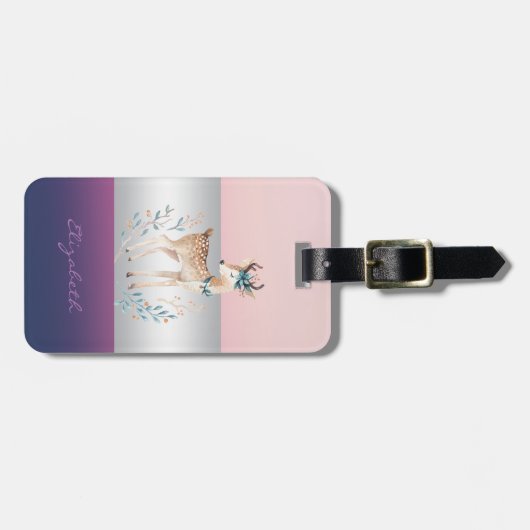 愛らしいトナカイストライプアガーリー ラゲッジタグ (正面横)