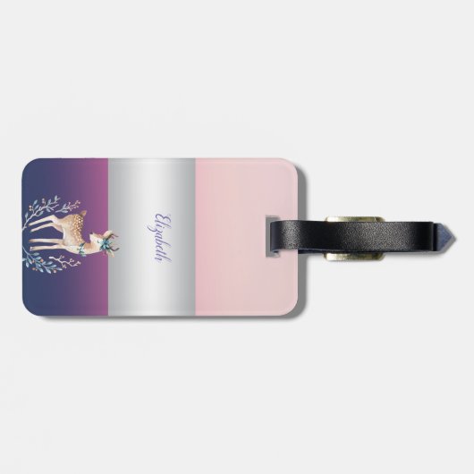 愛らしいトナカイストライプアガーリー ラゲッジタグ (裏面横)