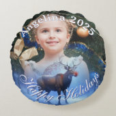 愛らしいトナカイ冬ワンダーランドの写真 ラウンドクッション (正面)