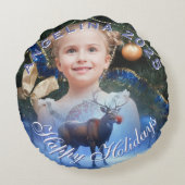 愛らしいトナカイ冬ワンダーランドの写真 ラウンドクッション (裏面)