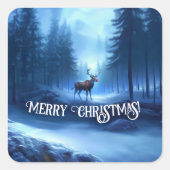 愛らしいトナカイ冬ワンダーランドホリデー スクエアシール (正面)