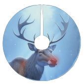 愛らしいトナカイ冬ワンダーランドホリデー ブラッシュドポリエステルツリースカート (正面)