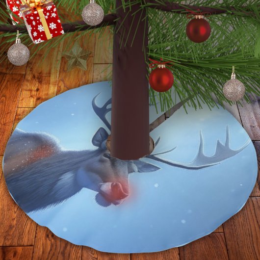 愛らしいトナカイ冬ワンダーランドホリデー ブラッシュドポリエステルツリースカート