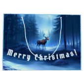 愛らしいトナカイ冬ワンダーランドホリデー ラージペーパーバッグ (裏面)