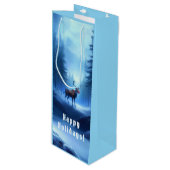 愛らしいトナカイ冬ワンダーランドホリデー ワインギフトバッグ (正面アングル)