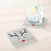 愛らしいトナカイ顔,《写真》ぼけ味 ガラスコースター (アングル)