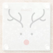 愛らしいトナカイ顔,《写真》ぼけ味 ガラスコースター (裏面)