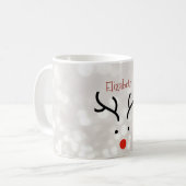 愛らしいトナカイ顔,《写真》ぼけ味 コーヒーマグカップ (正面左)