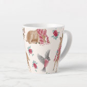 愛らしいトナカイ,鳥,花 カフェラテマグ (右アングル)